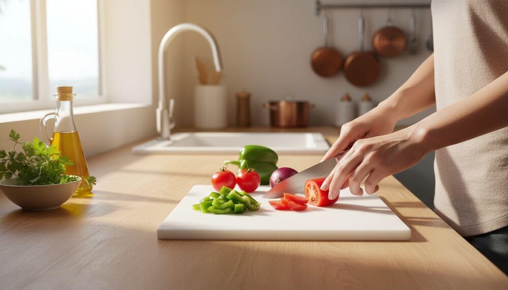 Farberware Large Plastic Cutting Board 11x14 White – Dishwasher Safe