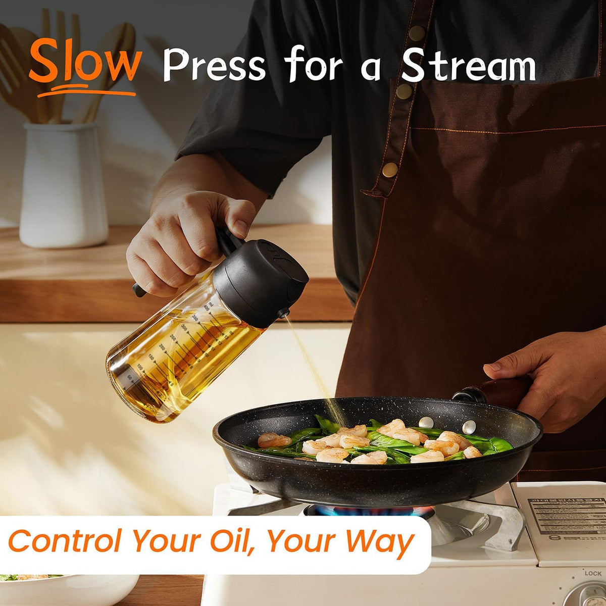 TrendPlain 16oz Glass Olive Oil Sprayer & Dispenser – Black