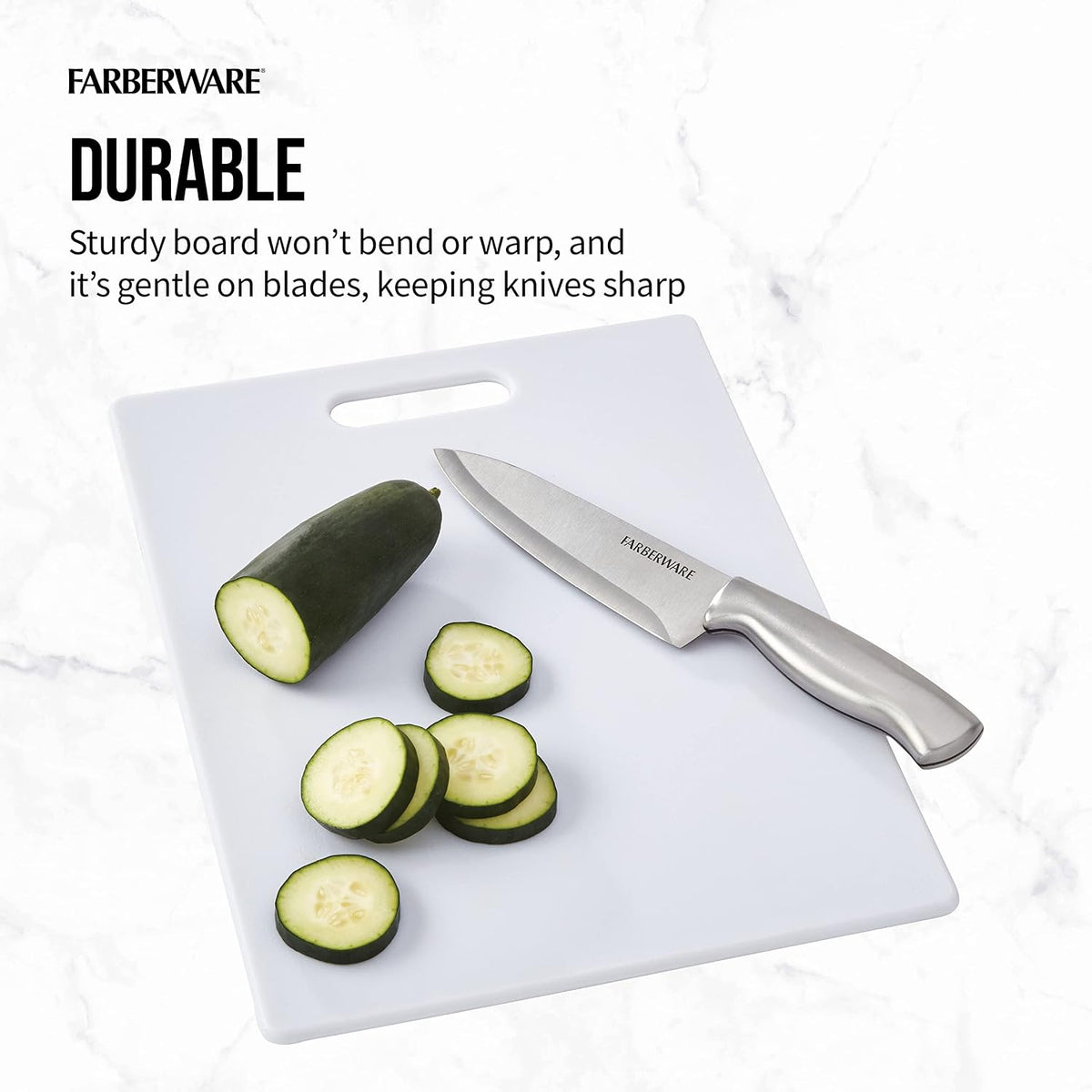 Farberware Large Plastic Cutting Board 11x14 White – Dishwasher Safe