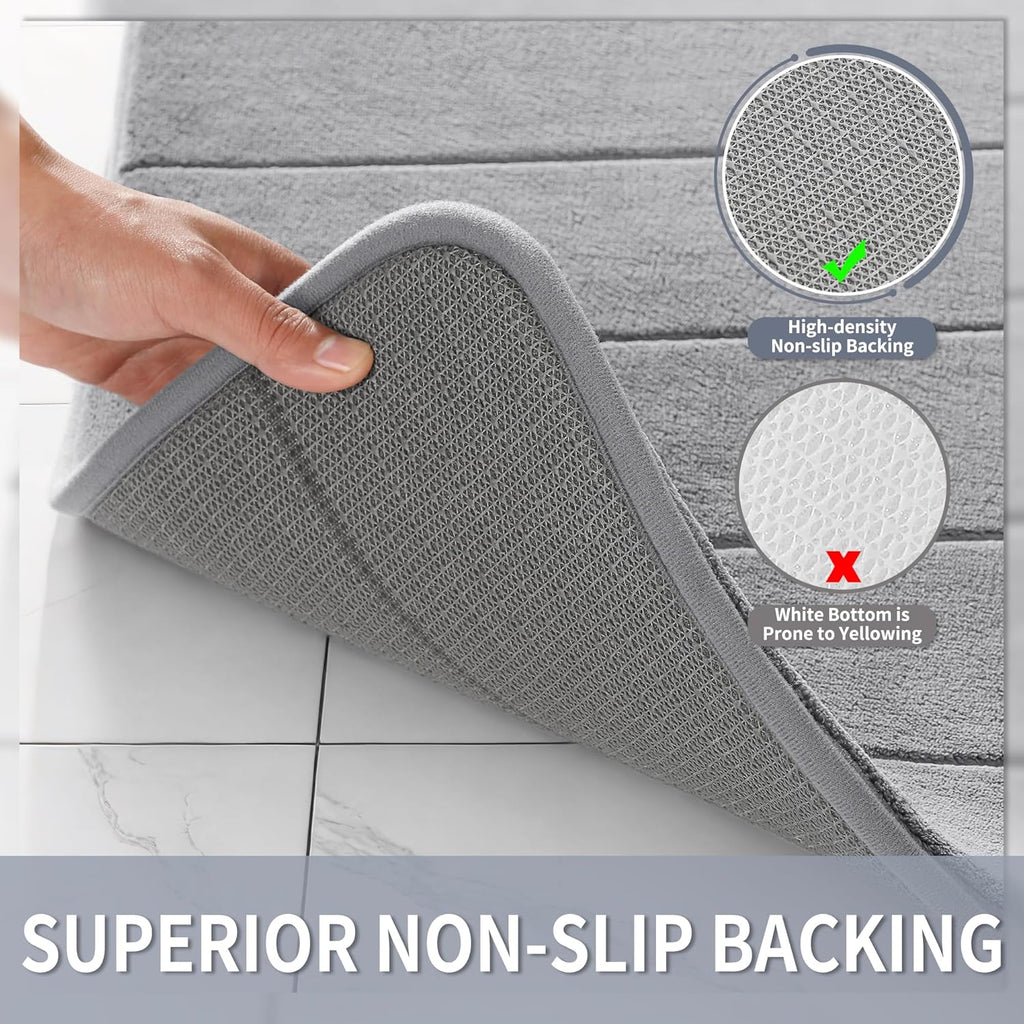 Yimobra Memory Foam Bath Mat 24x17 Grey – Soft, Absorbent & Non-Slip