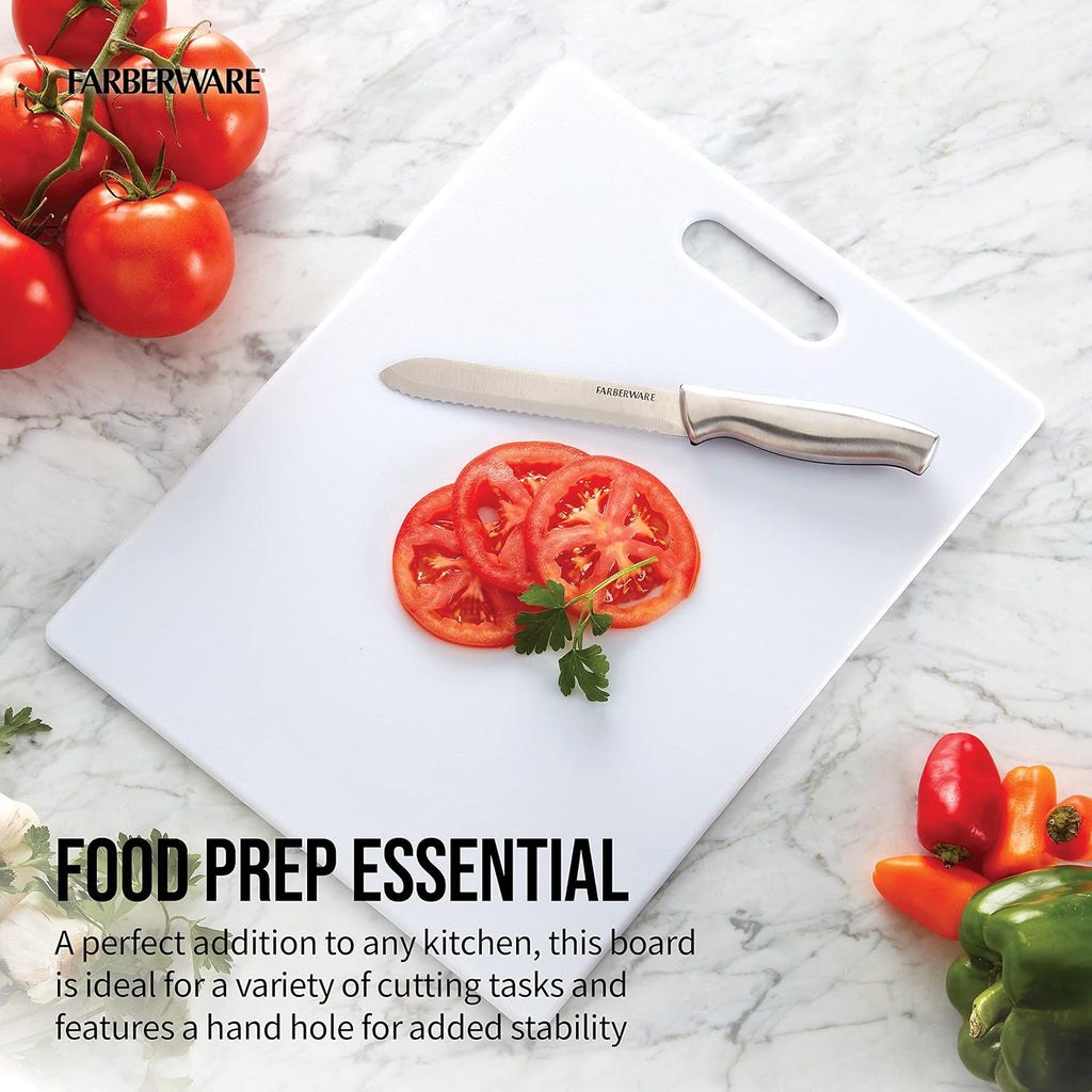 Farberware Large Plastic Cutting Board 11x14 White – Dishwasher Safe