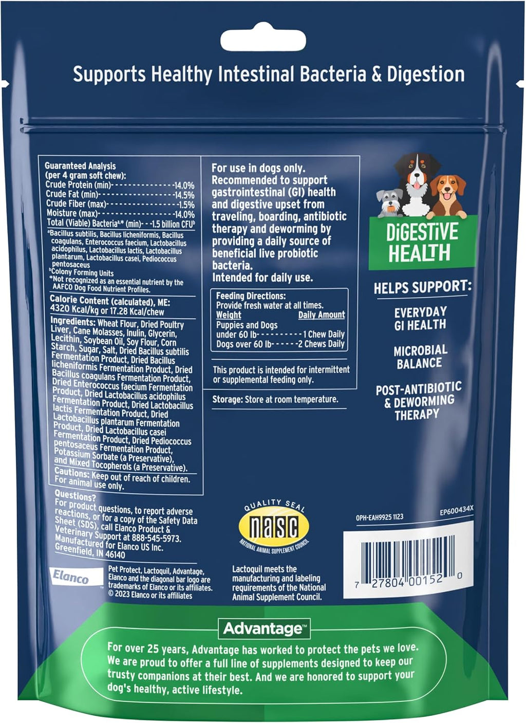 Advantage II Large Dog 21–55 lbs + Digestive Health Chews