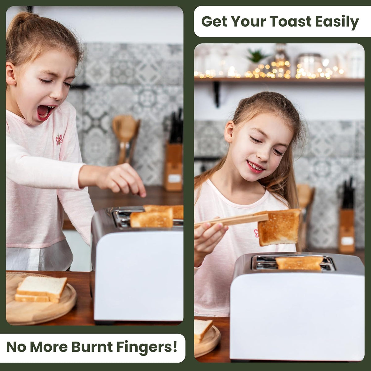 Bamboo Toaster Tongs with Magnet – 8 Inch