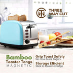 Bamboo Toaster Tongs with Magnet – 8 Inch