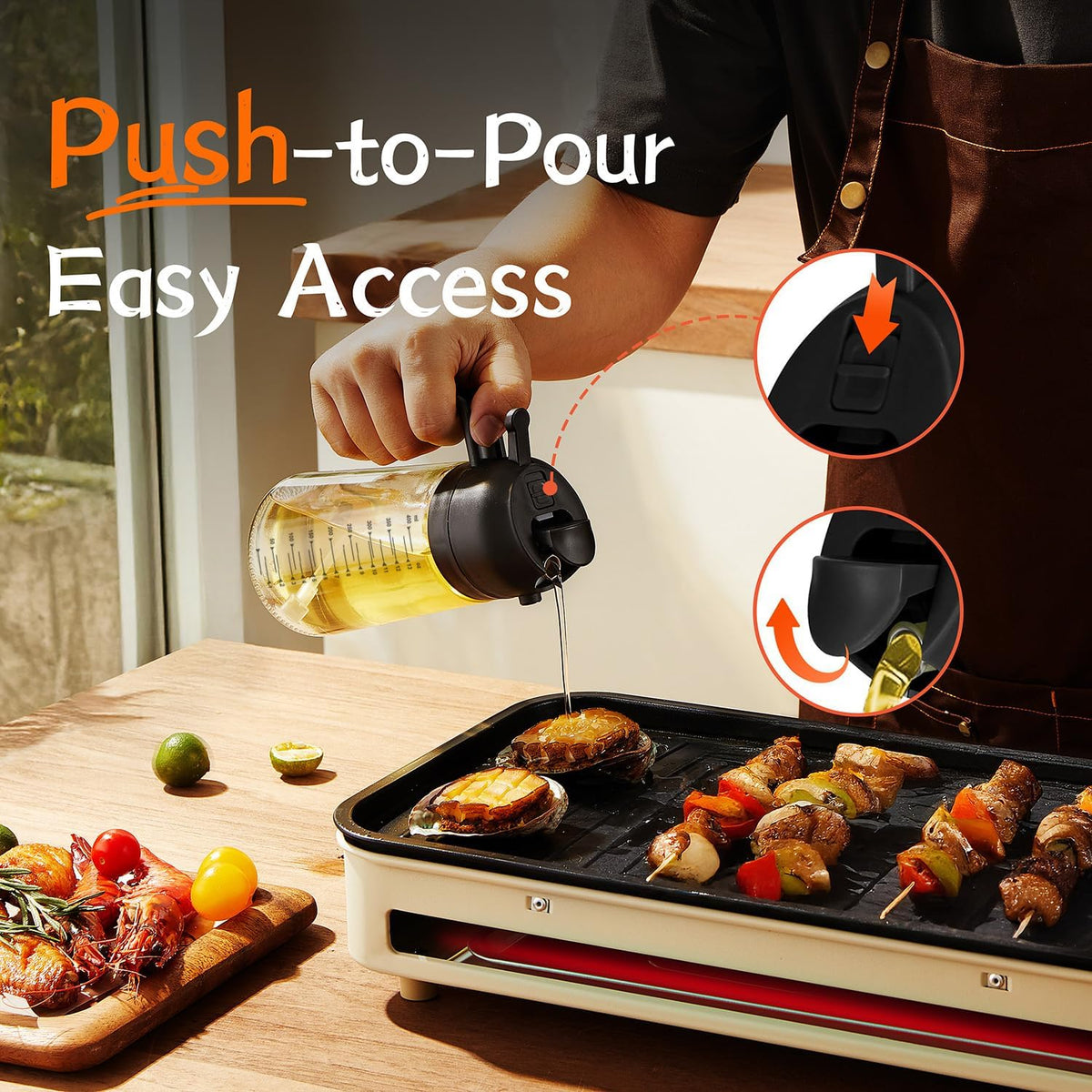 TrendPlain 16oz Glass Olive Oil Sprayer & Dispenser – Black