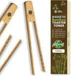 Bamboo Toaster Tongs with Magnet – 8 Inch