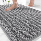 Yimobra Chenille Bath Mat 24x17 Grey – Soft, Absorbent & Non-Slip