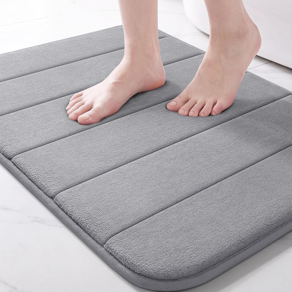 Yimobra Memory Foam Bath Mat 24x17 Grey – Soft, Absorbent & Non-Slip