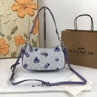 Coach Teri 2-Way Shoulder Bag Signature Canvas with Blueberry Print CR292