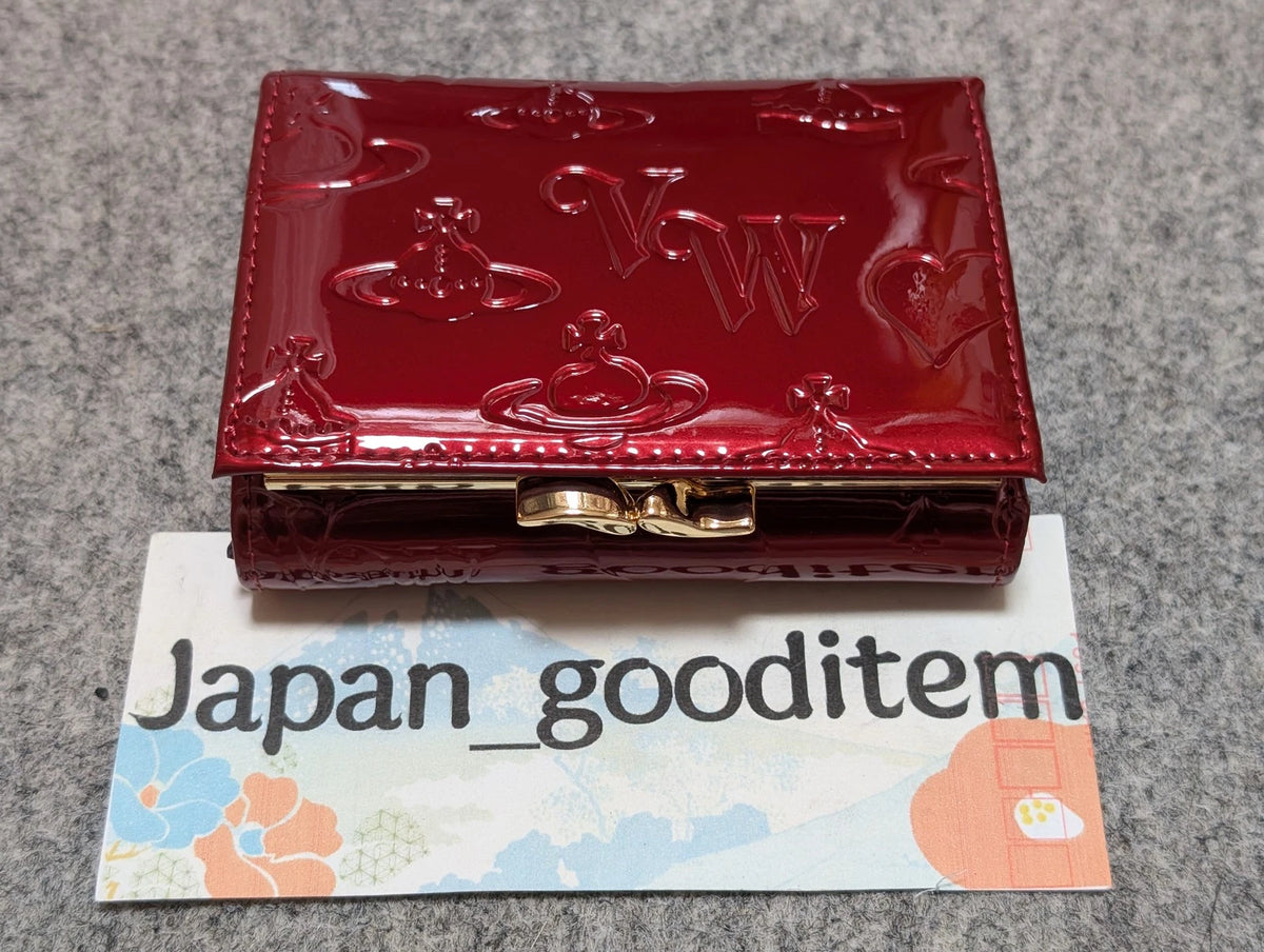 Vivienne Westwood Gamaguchi Trifold Wallet Red Orb Enamel Designer Purse