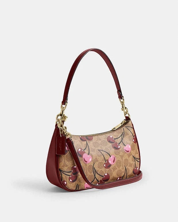 NWT Coach Teri Shoulder Bag Signature Canvas Cherry Print CY694
