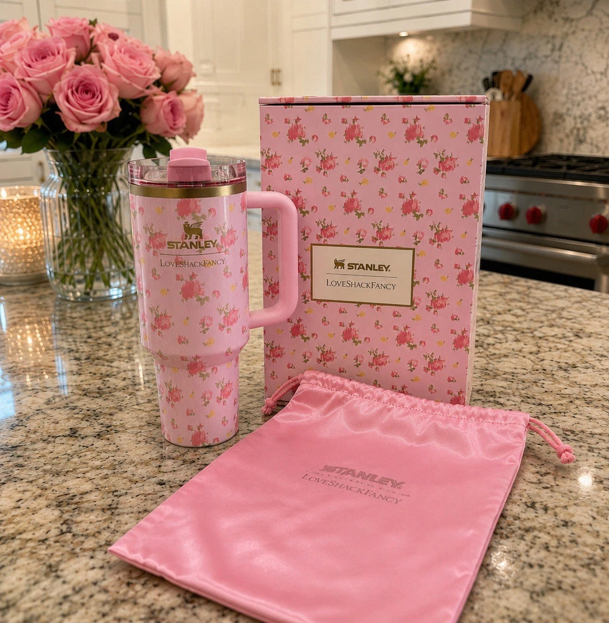 STANLEY x LoveShackFancy 40oz Ibiza Sunset Pink Floral Tumbler