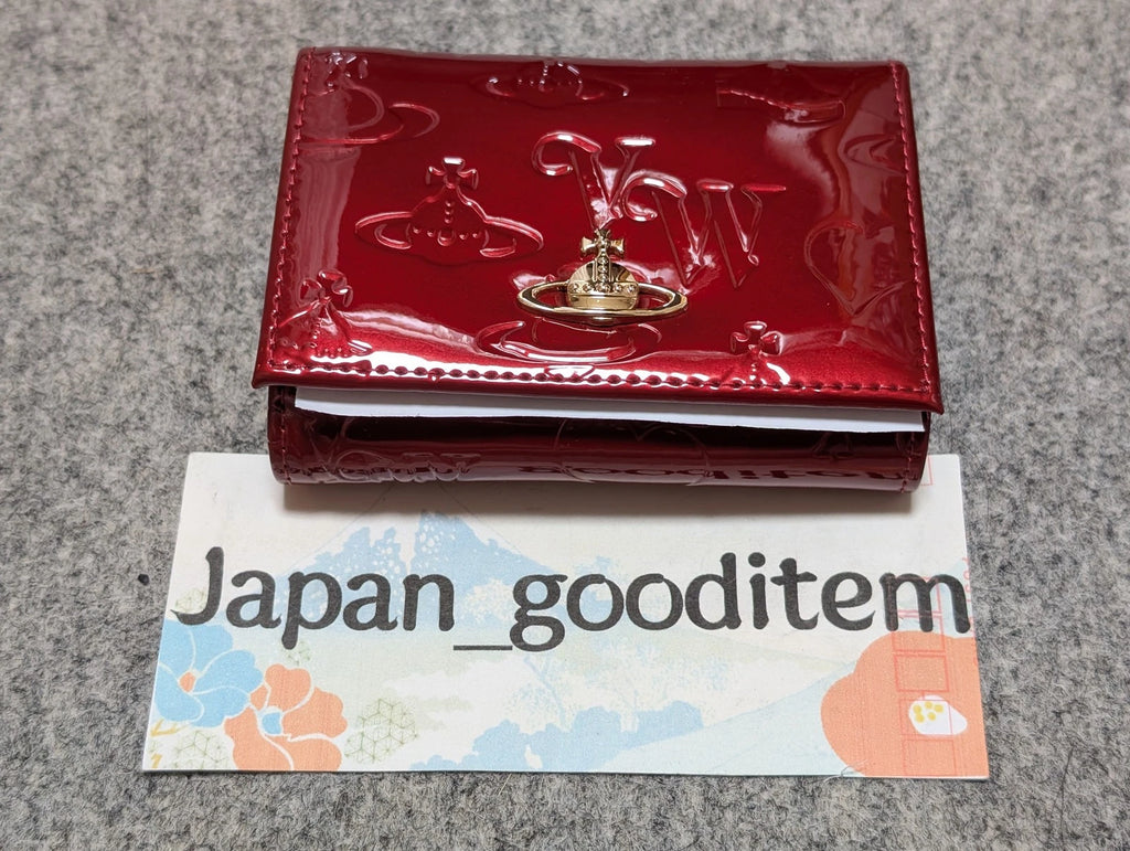 Vivienne Westwood Gamaguchi Trifold Wallet Red Orb Enamel Designer Purse