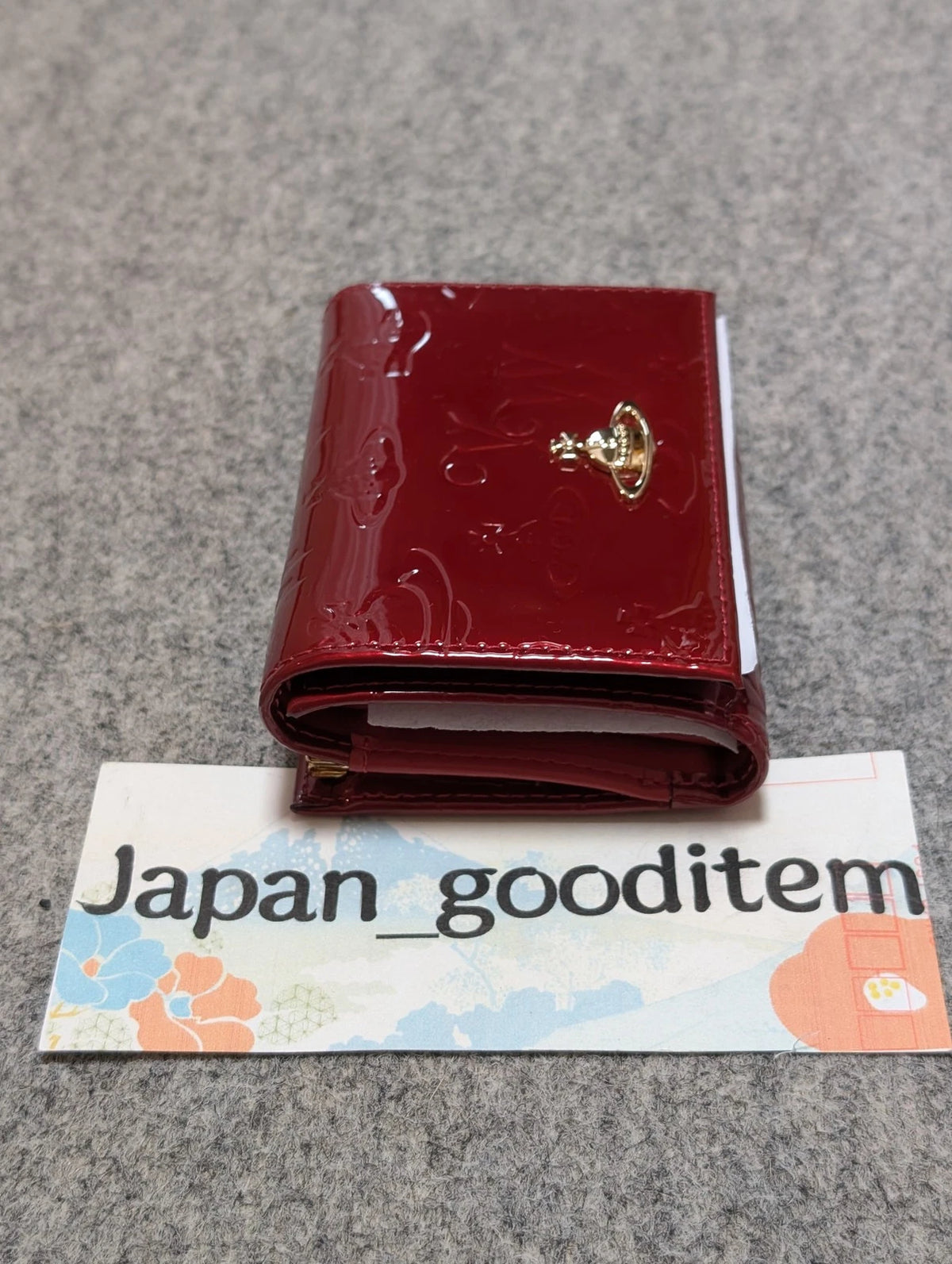 Vivienne Westwood Gamaguchi Trifold Wallet Red Orb Enamel Designer Purse