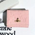 Vivienne Westwood Gamaguchi Trifold Wallet Pink Patent Leather Gold Orb