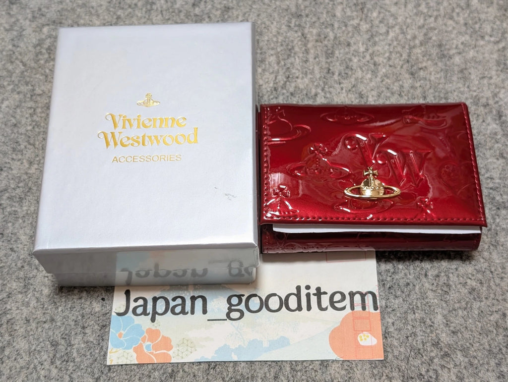 Vivienne Westwood Gamaguchi Trifold Wallet Red Orb Enamel Designer Purse