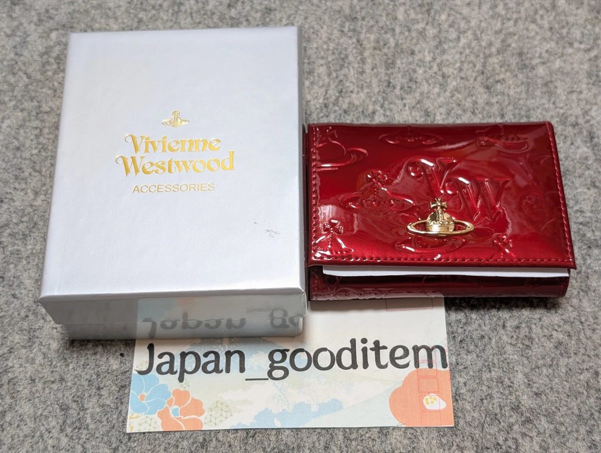 Vivienne Westwood Gamaguchi Trifold Wallet Red Orb Enamel Designer Purse
