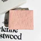 Vivienne Westwood Gamaguchi Trifold Wallet Pink Patent Leather Gold Orb