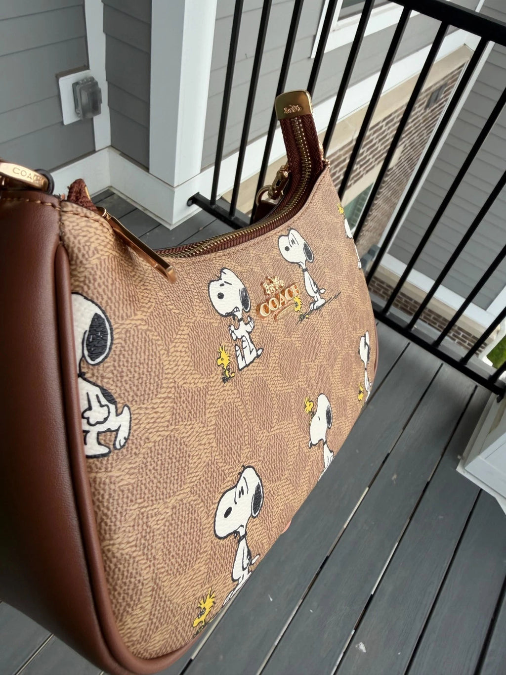 NWT Coach x Peanuts Teri Shoulder Bag Snoopy Signature Canvas CBJ88