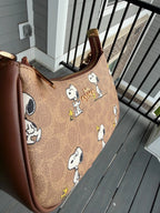 NWT Coach x Peanuts Teri Shoulder Bag Snoopy Signature Canvas CBJ88