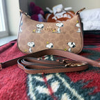 NWT Coach x Peanuts Teri Shoulder Bag Snoopy Signature Canvas CBJ88