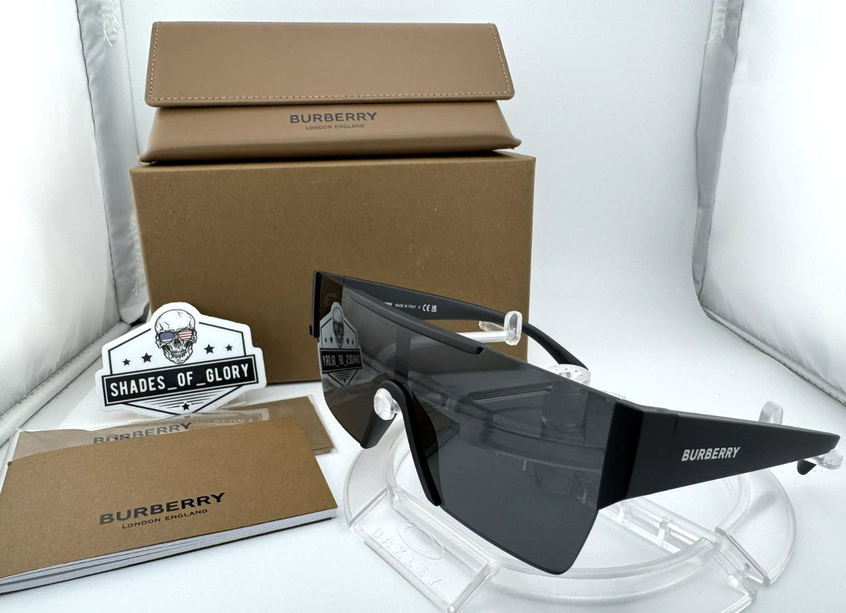 Burberry BE4291 346487 Matte Black Grey Shield Sunglasses