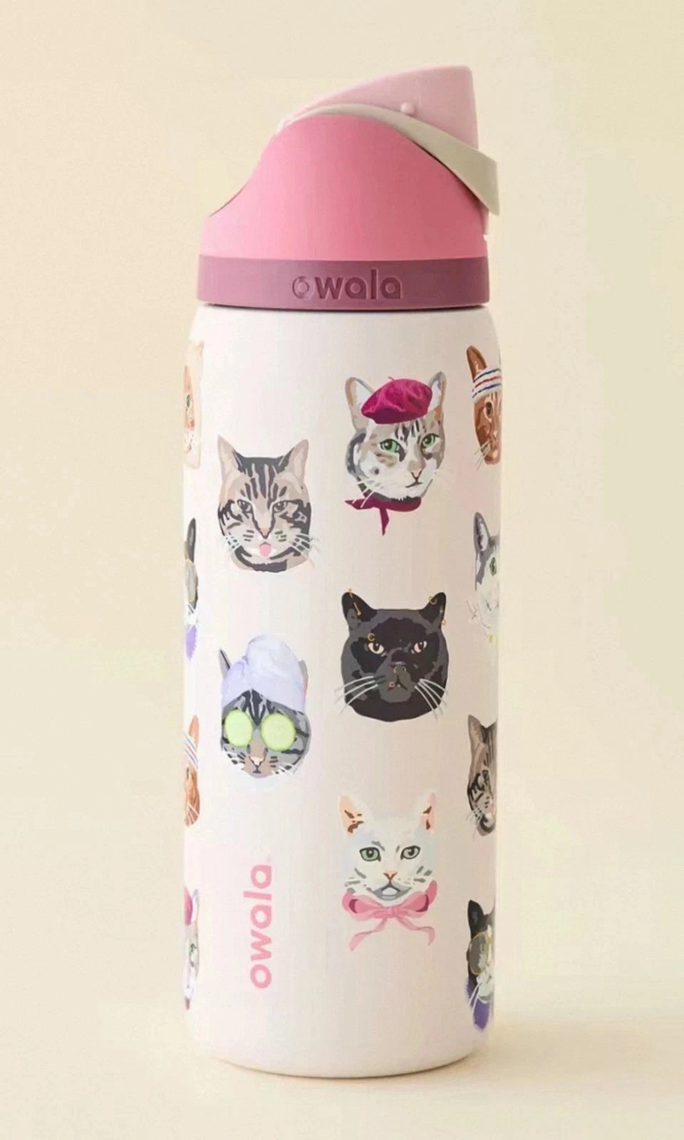 Owala UO Exclusive Cat Collage 32oz FreeSip Water Bottle Pink – New in Box