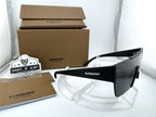 Burberry BE4291 346487 Matte Black Grey Shield Sunglasses
