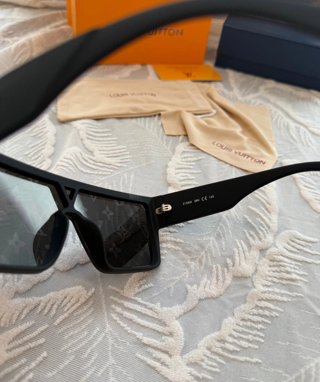 Louis Vuitton Black Matte Frame Gray Tinted Logo Sunglasses