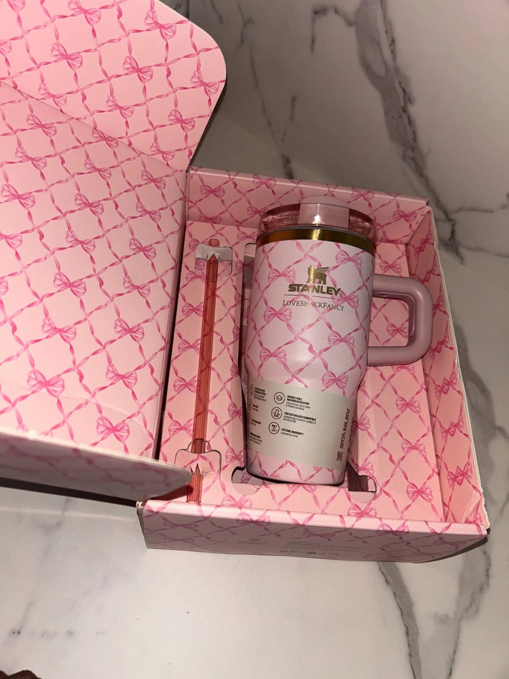 LoveShackFancy x Stanley 20oz Pink Bow Gift Box Set