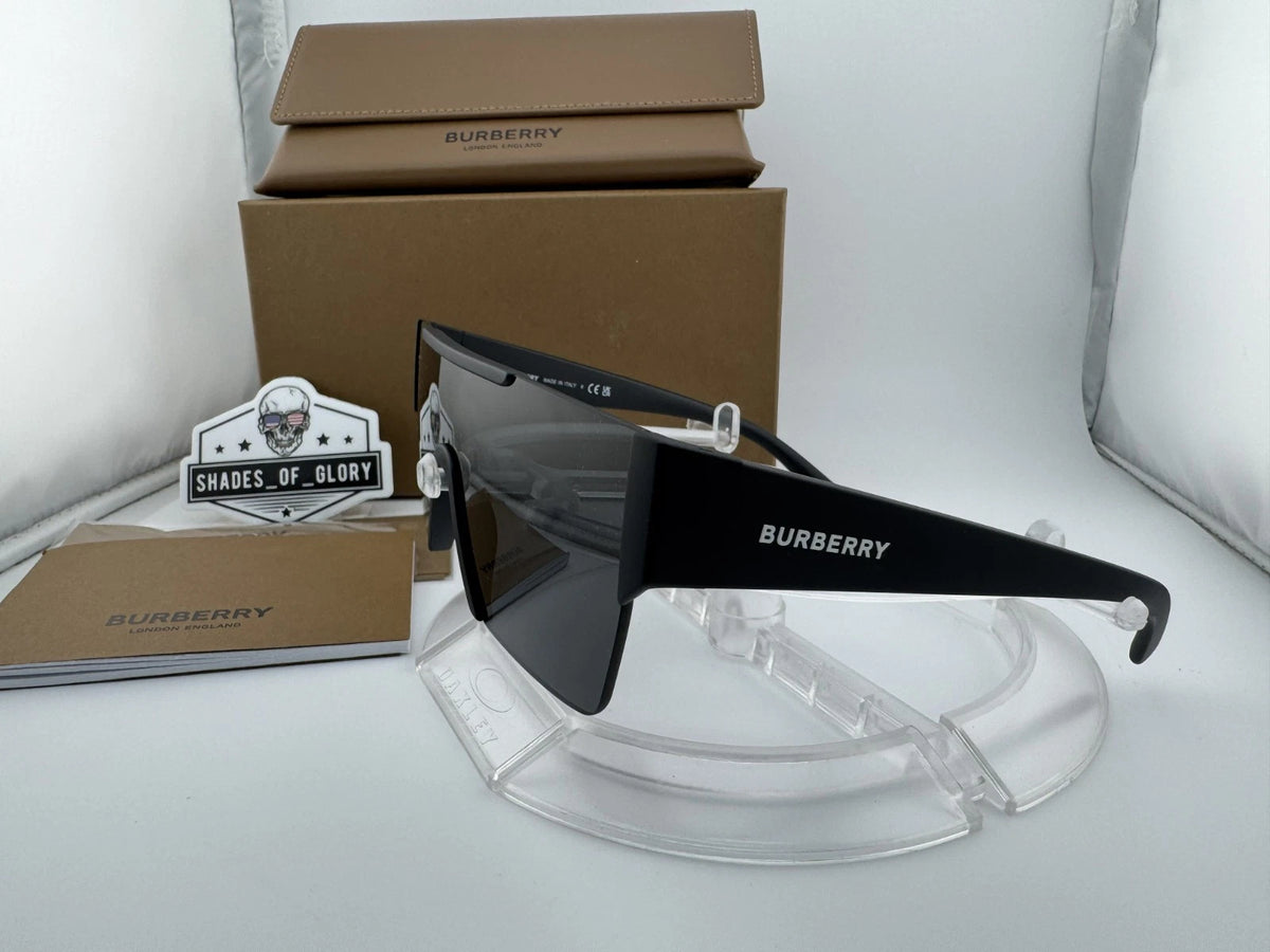 Burberry BE4291 346487 Matte Black Grey Shield Sunglasses