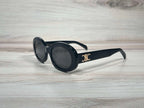CELINE Triomphe Oval Sunglasses CL40194U 01A Shiny Black