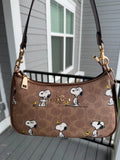 NWT Coach x Peanuts Teri Shoulder Bag Snoopy Signature Canvas CBJ88