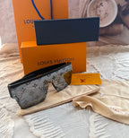 Louis Vuitton Black Matte Frame Gray Tinted Logo Sunglasses