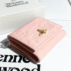 Vivienne Westwood Gamaguchi Trifold Wallet Pink Patent Leather Gold Orb