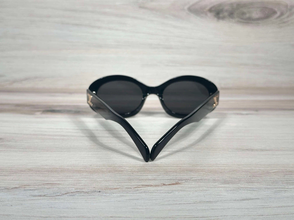 CELINE Triomphe Oval Sunglasses CL40194U 01A Shiny Black