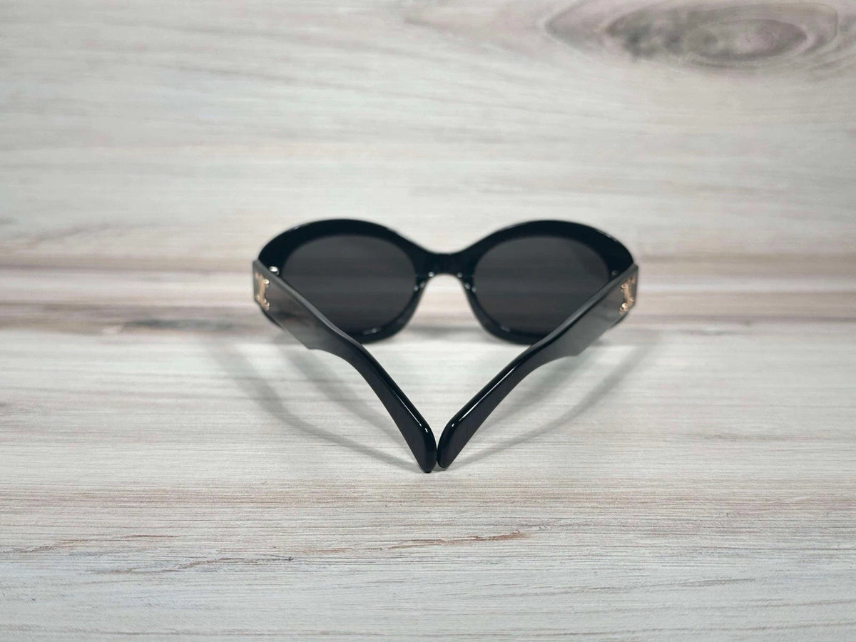 CELINE Triomphe Oval Sunglasses CL40194U 01A Shiny Black