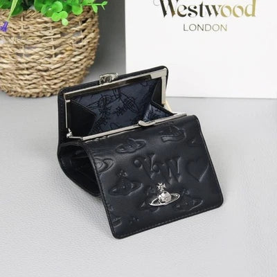 Vivienne Westwood Gamaguchi Trifold Wallet Matte Black 11cm Designer Wallet