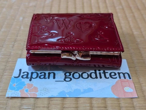 Vivienne Westwood Gamaguchi Trifold Wallet Red Orb Enamel Designer Purse