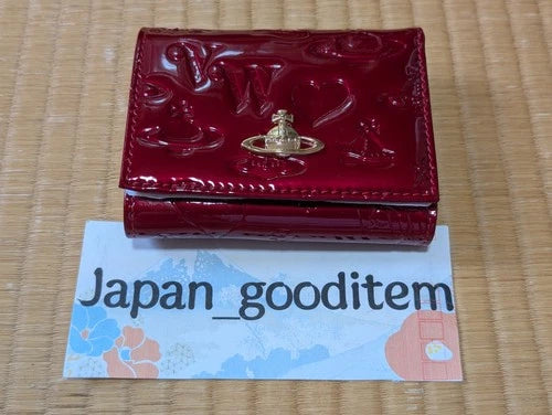Vivienne Westwood Gamaguchi Trifold Wallet Red Orb Enamel Designer Purse