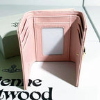 Vivienne Westwood Gamaguchi Trifold Wallet Pink Patent Leather Gold Orb