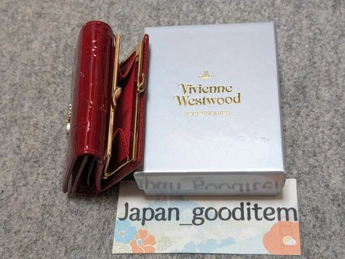 Vivienne Westwood Gamaguchi Trifold Wallet Red Orb Enamel Designer Purse