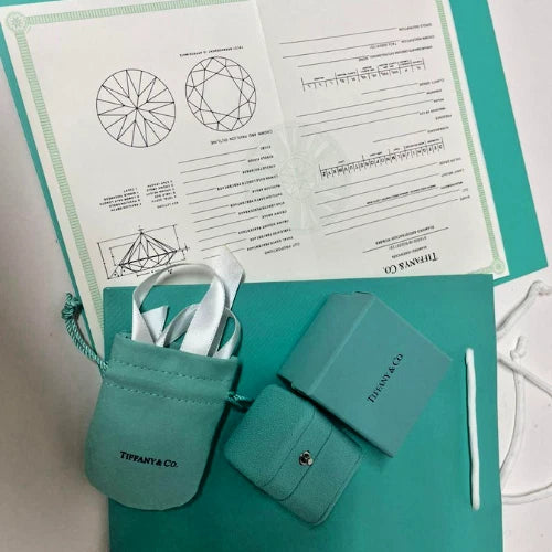 Tiffany & Co. Engagement Ring Box Set with Pouch, Certificate Folder & Bag