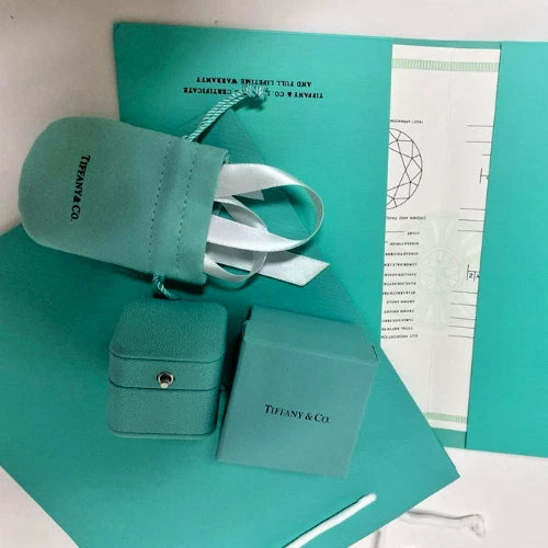 Tiffany & Co. Engagement Ring Box Set with Pouch, Certificate Folder & Bag