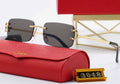 Cartier Rimless Rectangle Sunglasses Gold Metal Black Tinted UV400 135